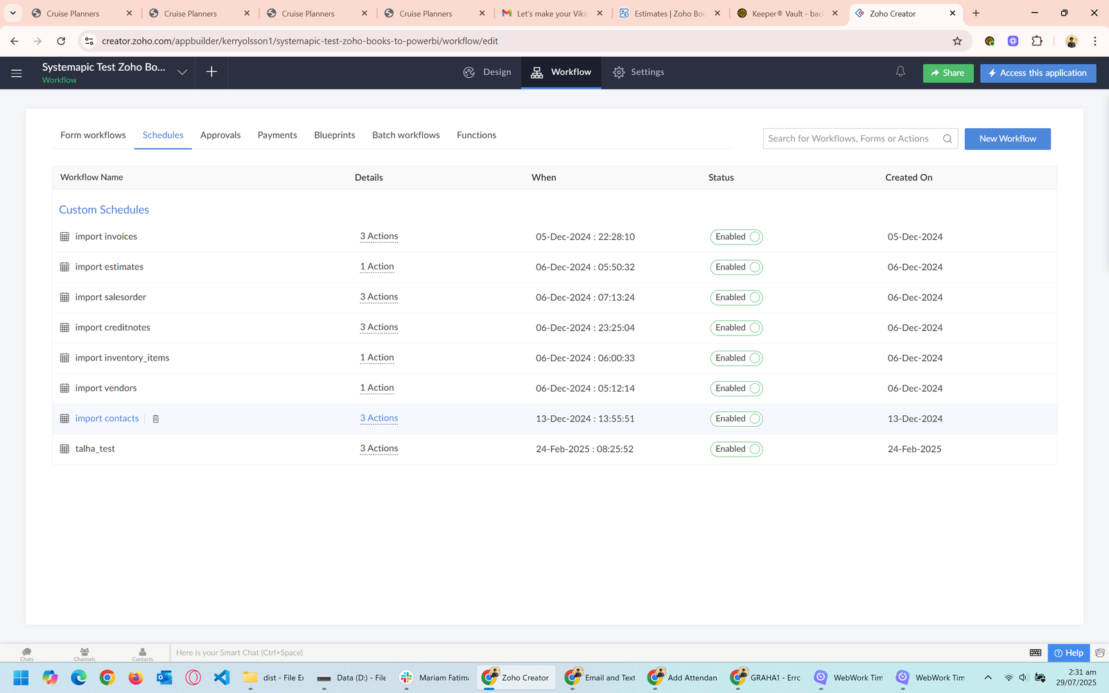 Zoho Creator operational report